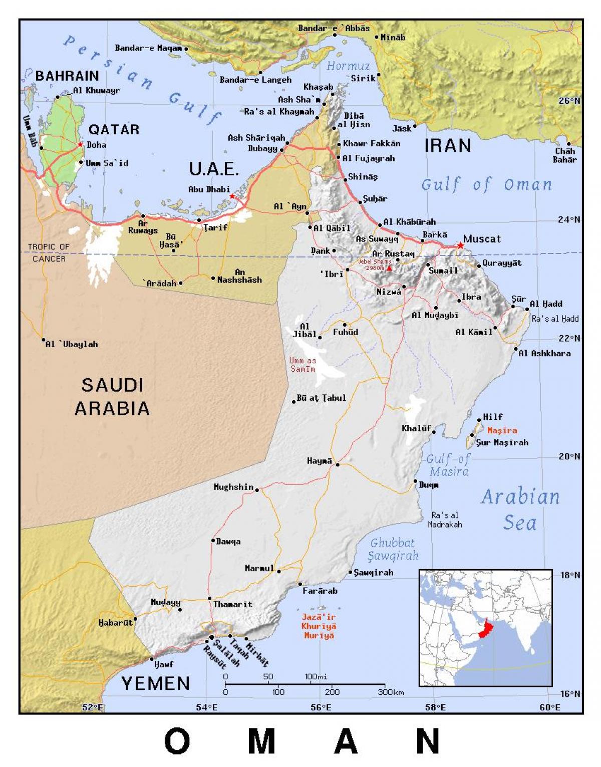 карта Оман політичний